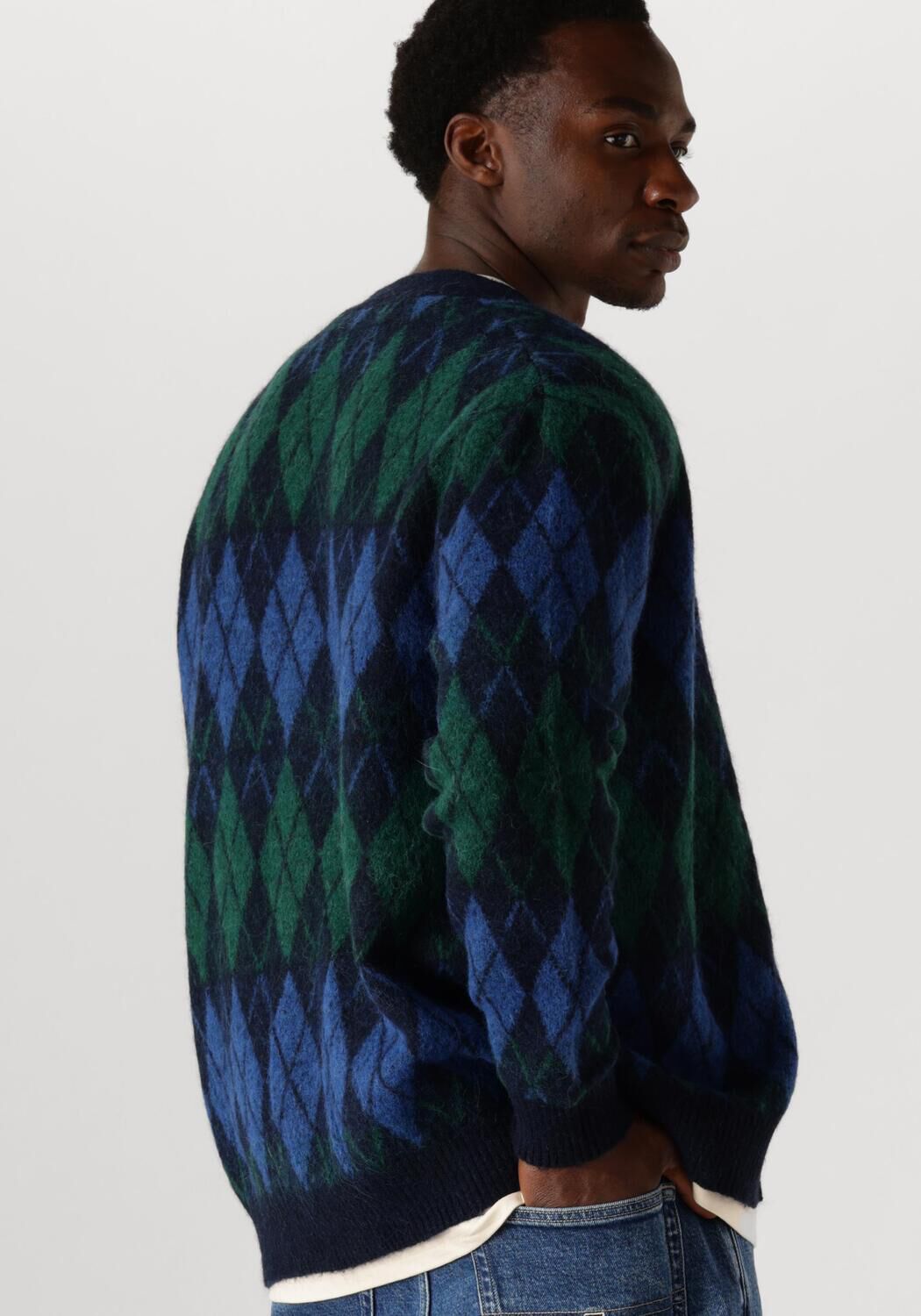 SELECTED HOMME Heren Truien & Vesten Slhrai Ls Knit Relaxed Argyle Cardigan Donkerblauw
