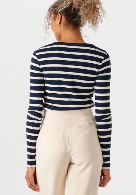 Donkerblauwe TOMMY HILFIGER Top SLIM HENLEY GB SCOOP-NK LS - large