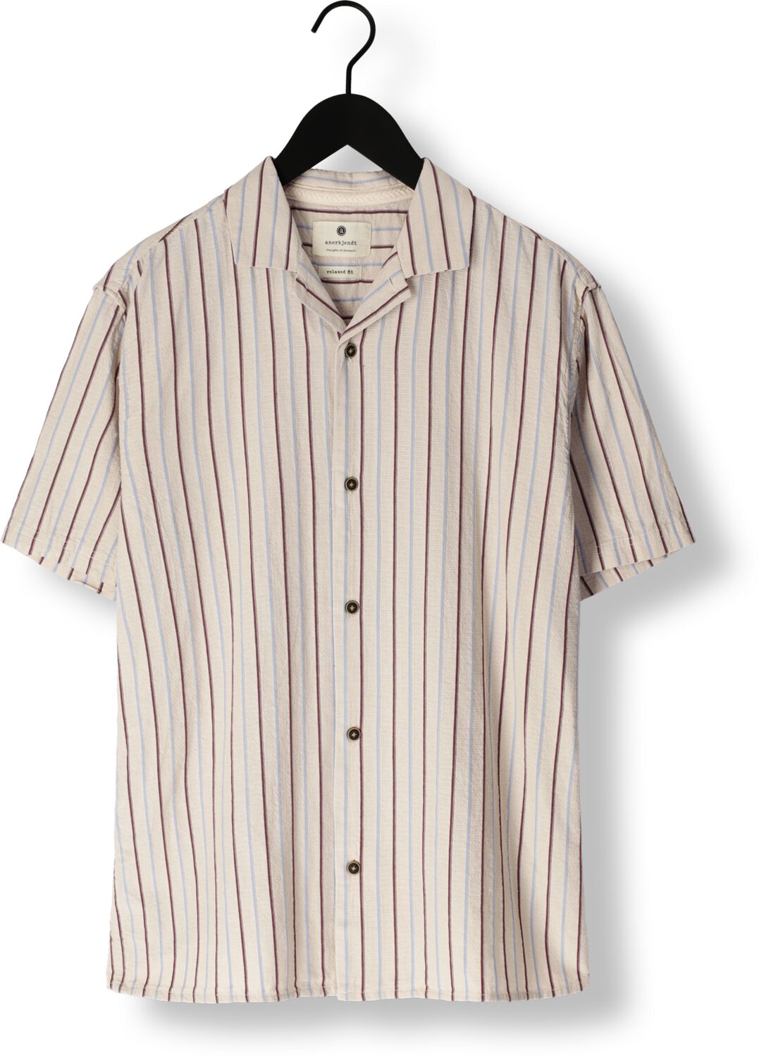ANERKJENDT Heren Overhemden Akleon S s Structure Shirt Beige