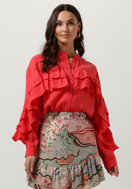 Koraal ALIX THE LABEL Blouses LADIES WOVEN LIGHT FLOW RUFFLE BLOUSE - large