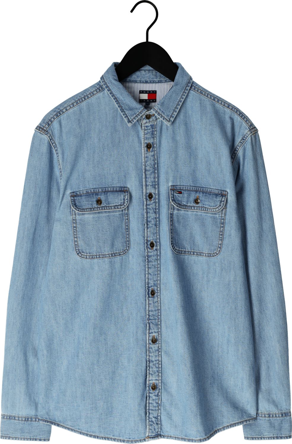 TOMMY JEANS Heren Overhemden Ls Regular Denim Shirt Ext Blauw