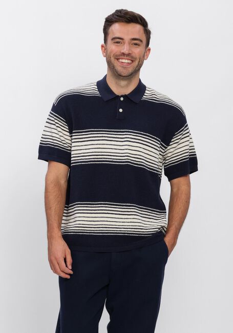 Donkerblauwe ANERKJENDT Polo AKSEB STRIPE POLO SS KNIT - large