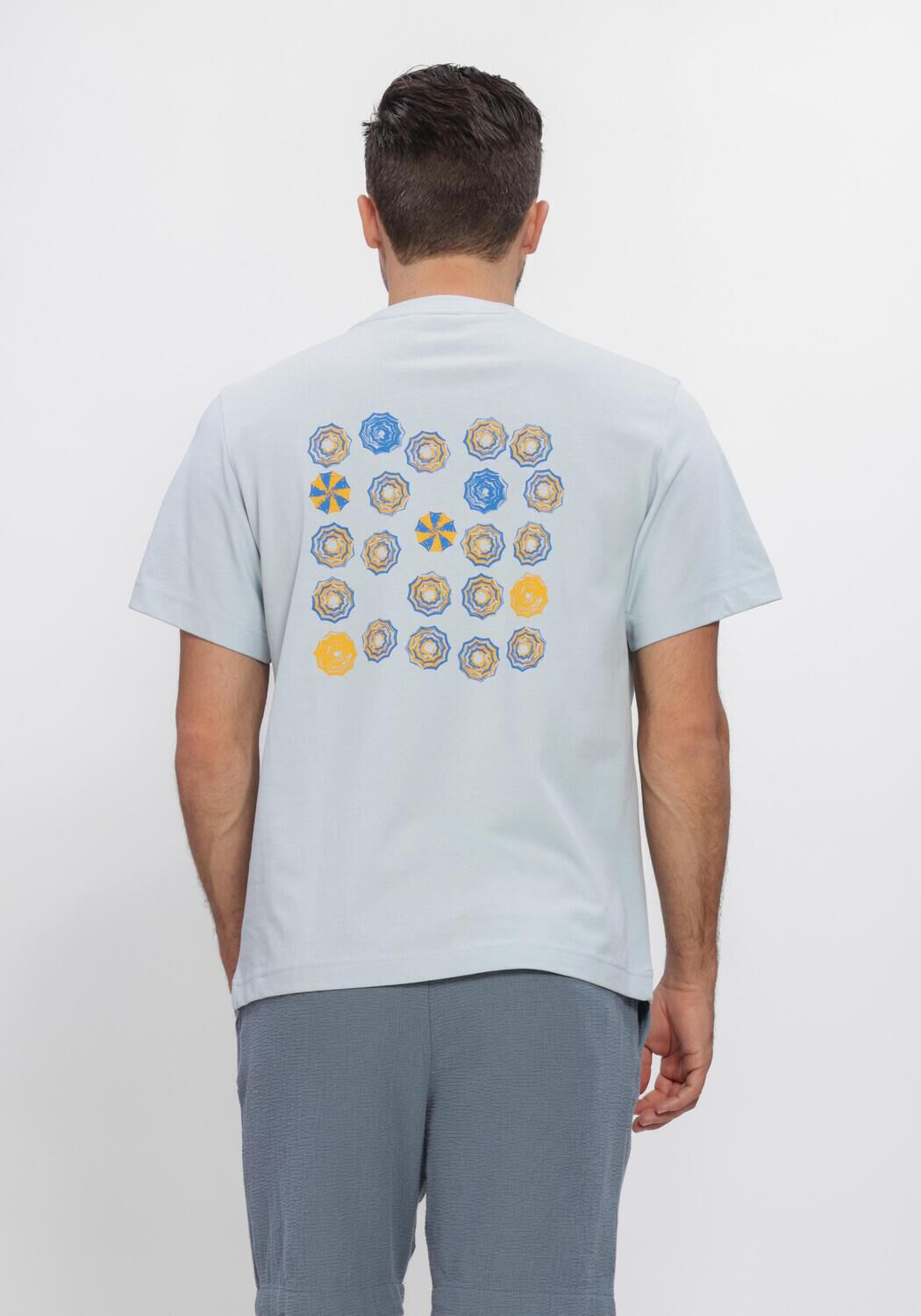 Blauwe SELECTED MEN Polo / T-shirt SLHMAX GRAPHIC SS O-NECK TEE - large