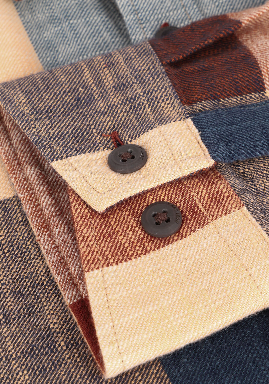 Bruine CAST IRON Casual overhemd LONG SLEEVE SHIRT BOLD CHECK SLUB COTTON - large