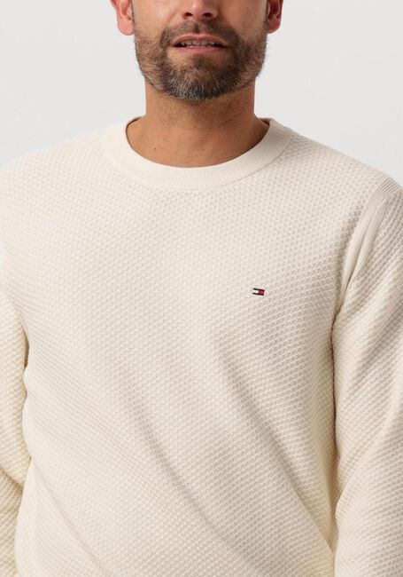 Beige TOMMY HILFIGER Trui OVAL STRUCTURE CREW NECK - large