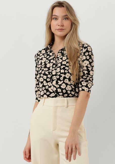 Zwarte VANILIA Blouses FLORAL POLO - large