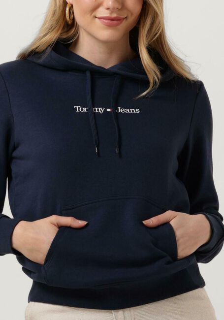 Donkerblauwe TOMMY JEANS Sweater TJW REG SERIF LINEAR HOODIE - large