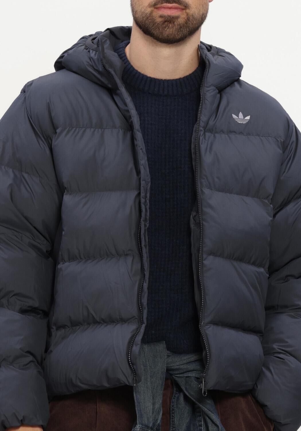 Donkerblauwe ADIDAS Gewatteerde jas REGEN JKT - large