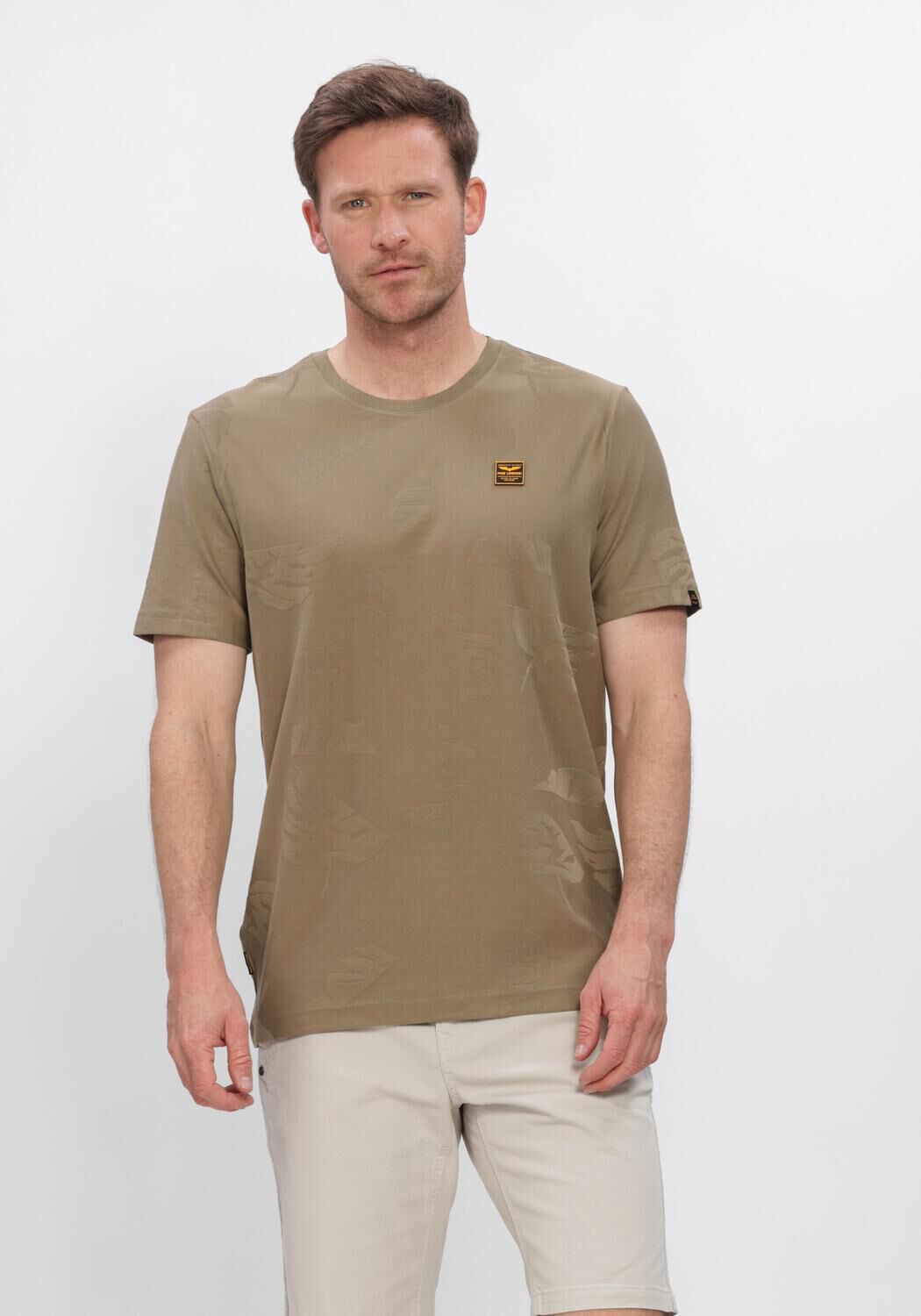 Khaki PME LEGEND T-shirt SHORT SLEEVE R-NECK JACQUARD JERSEY - large