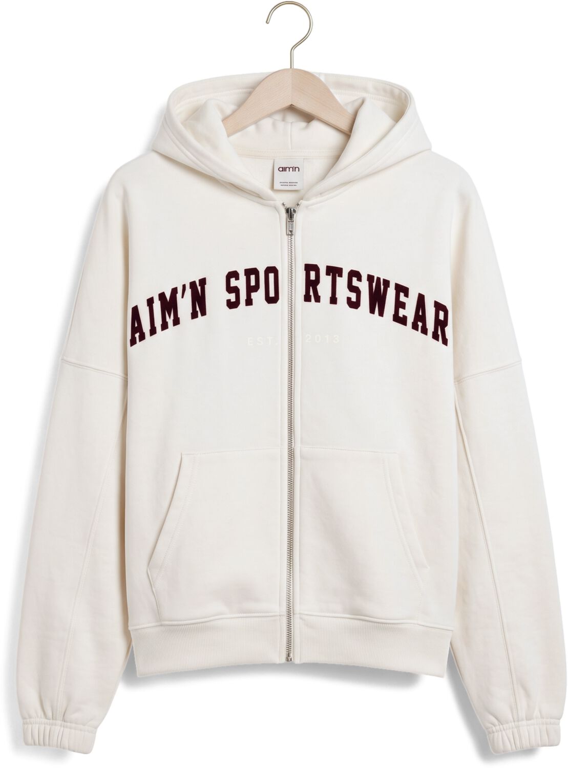AIM'N Dames Truien & Vesten Varsity Sweat Zip Hood Ecru