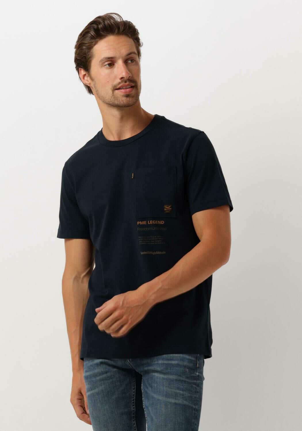 PME LEGEND Heren Polo's & T-shirts Short Sleeve R-neck Play Single Jersey Blauw