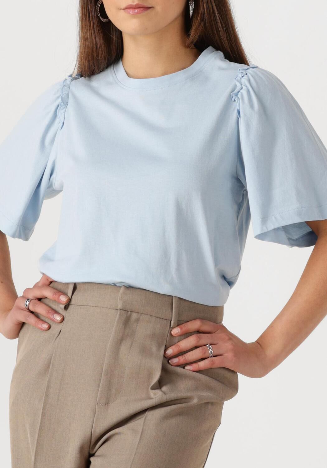SELECTED FEMME Dames Tops & T-shirts Slfpenelope 2 4 Ruffle Tee Lichtblauw