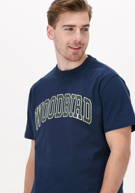 Donkerblauwe WOODBIRD T-shirt RICS BALL TEE - large