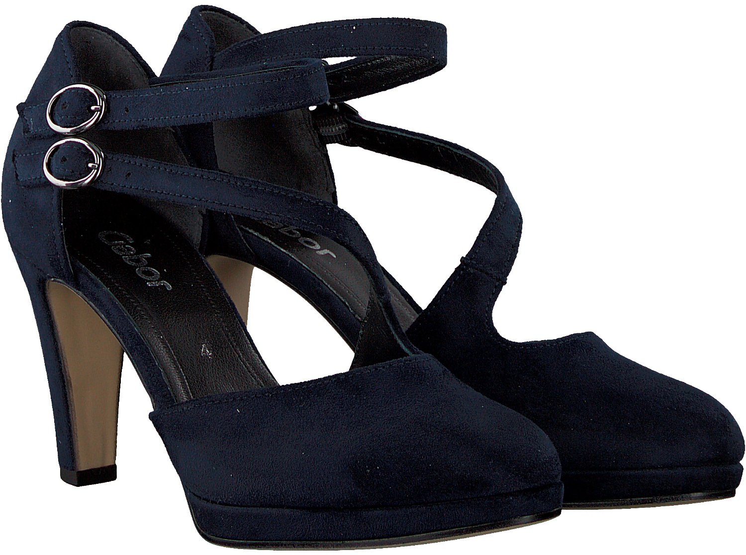 Blauwe suède pumps met enkelbandje - Dames | MANFIELD