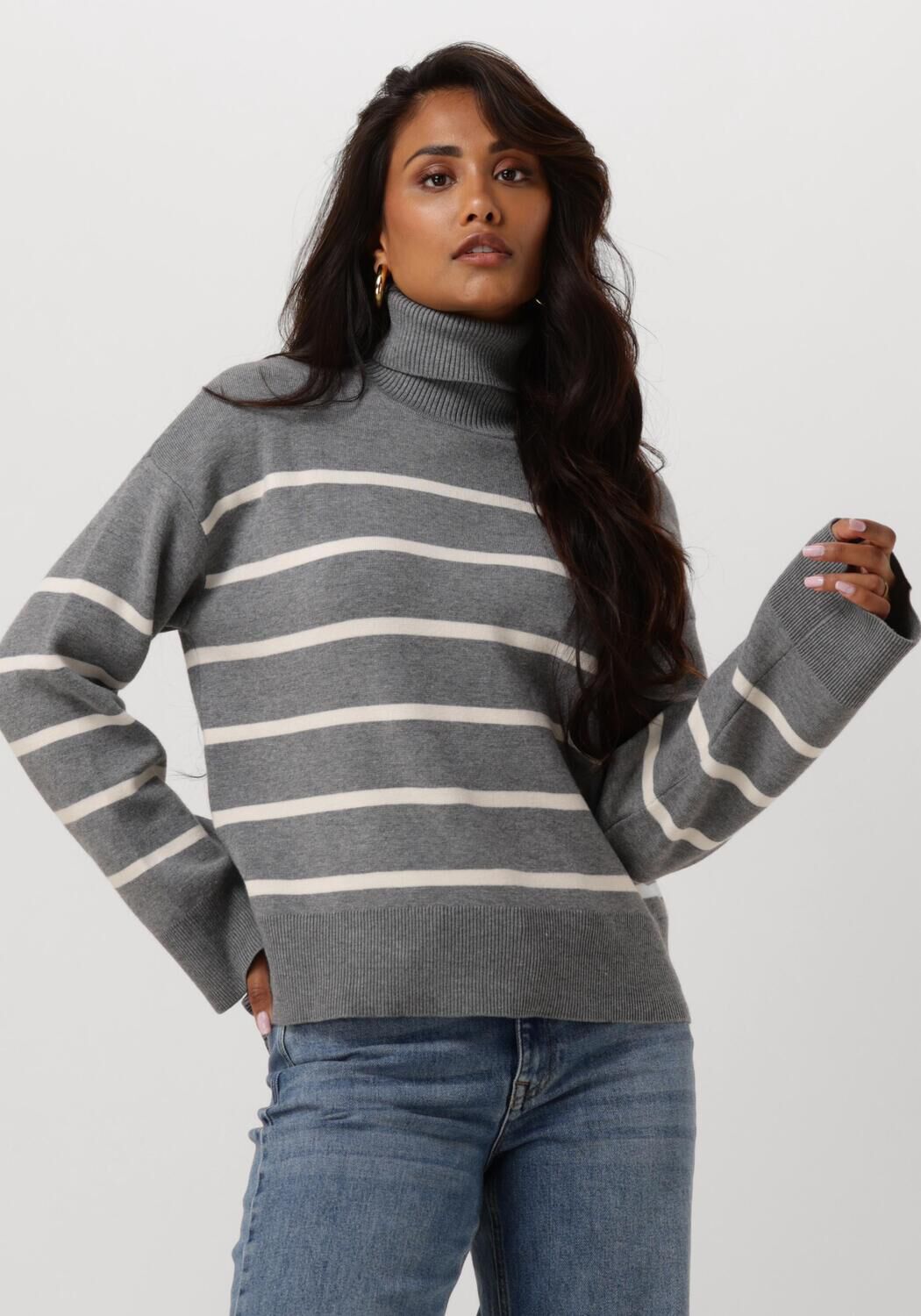SELECTED FEMME Dames Truien & Vesten Slfkamma Ls Knit Roll Neck Grijs