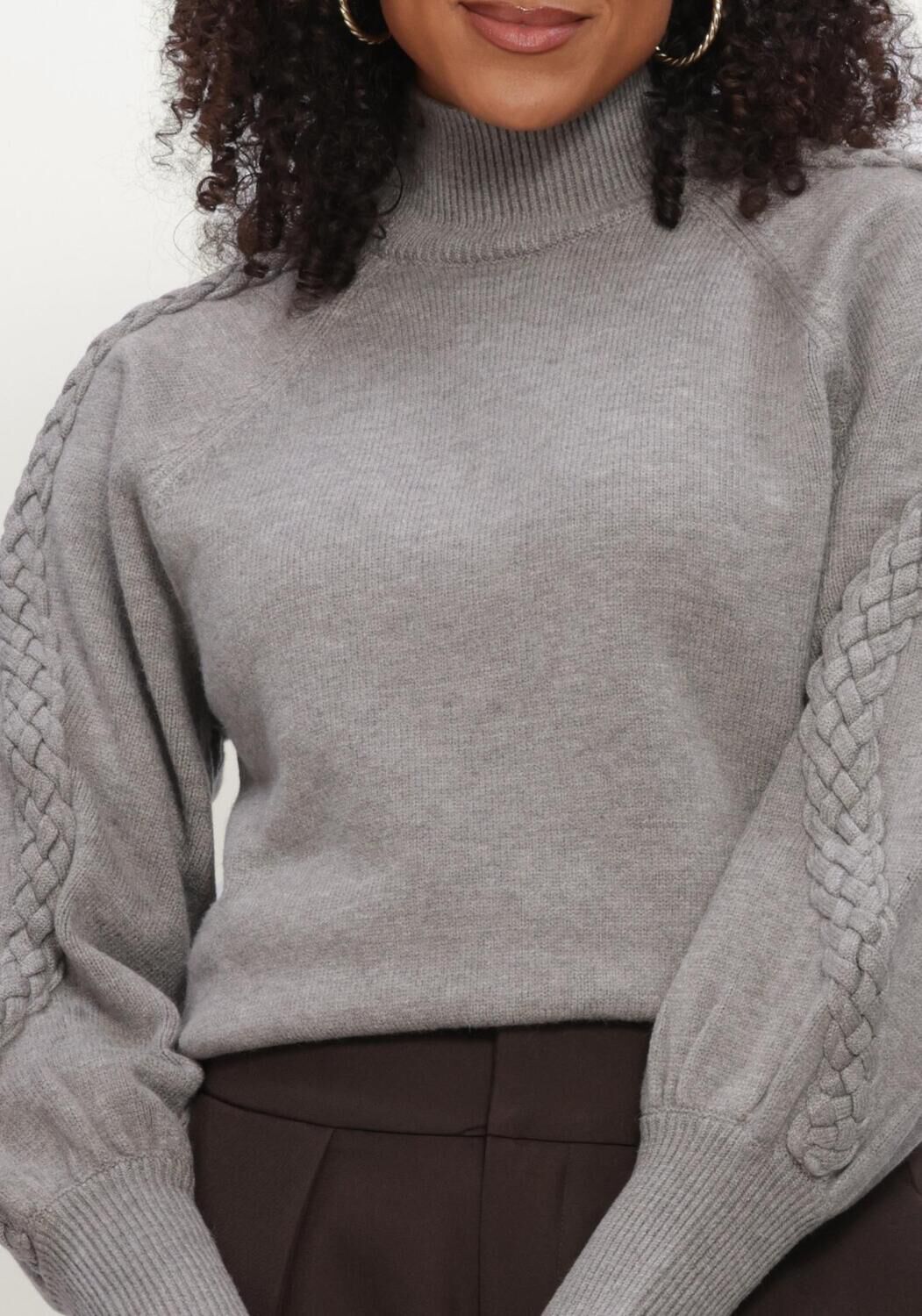 Grijze MINUS Trui MSVERA HIGH NECK KNIT PULLOVER - large