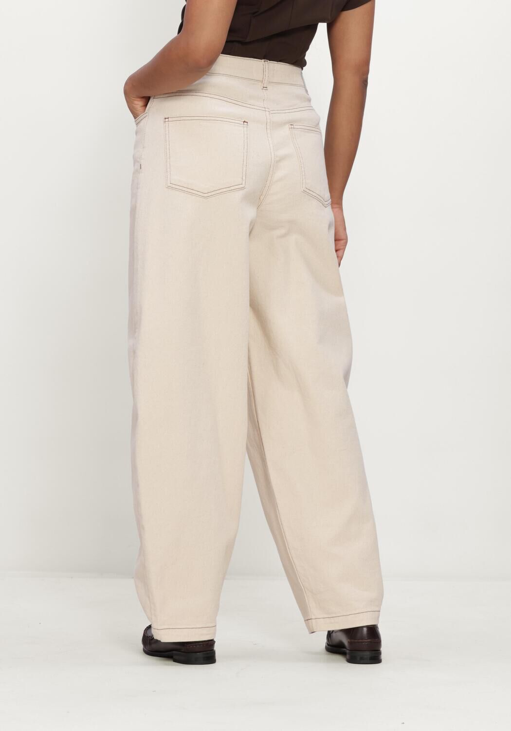 Beige OBJECT Wide jeans OBJRABEA MW LO BARREL JEANS E - large