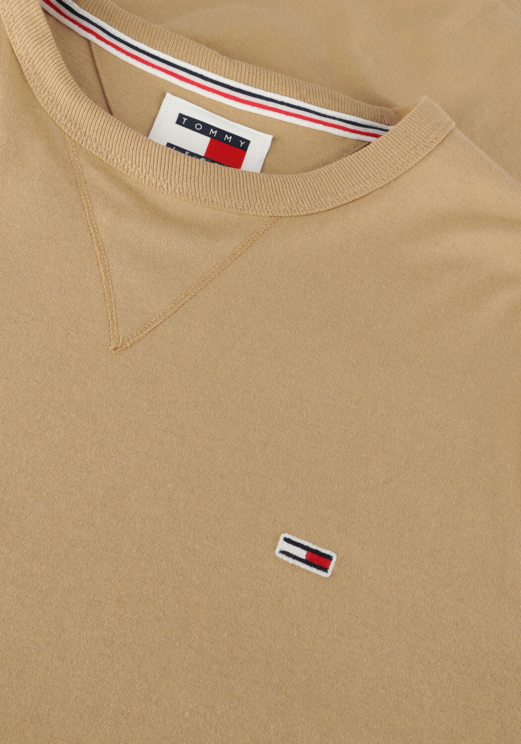 Beige TOMMY JEANS T-shirt TJM SLIM RIB DETAIL TEE - large