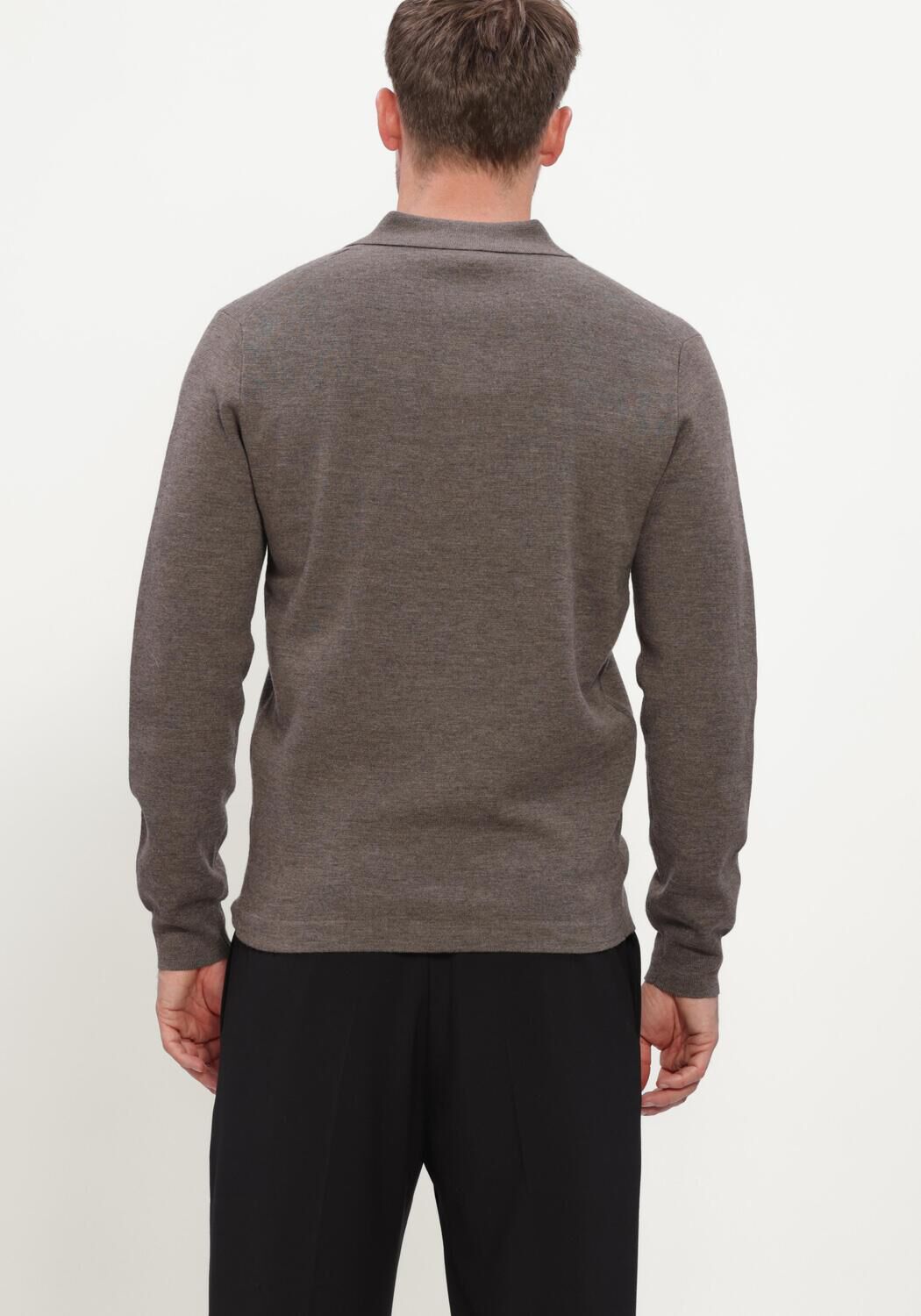 Taupe GENTILUOMO Trui POLO ZIP LS - large