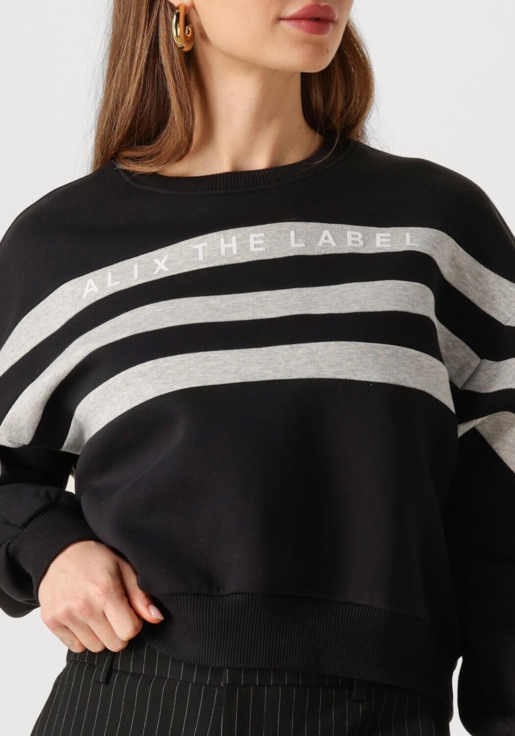 ALIX THE LABEL Dames Truien & Vesten Ladies Knitted Cropped Sweater Zwart