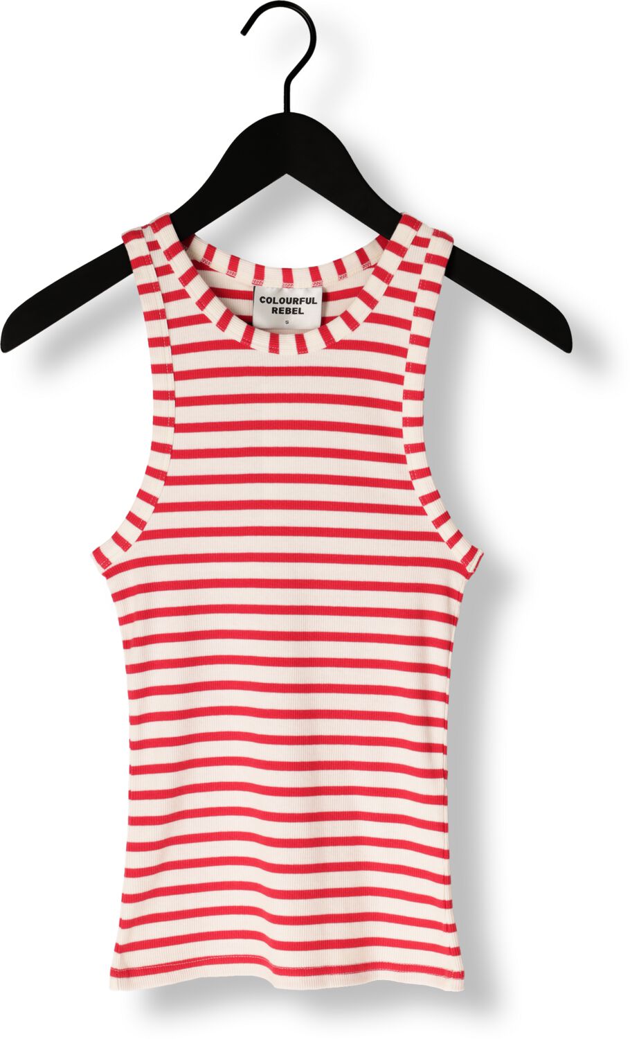 COLOURFUL REBEL Dames Tops & T-shirts Sachi Striped Rib Tanktop Rood
