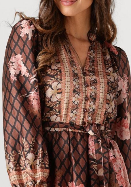 Bruine NEO NOIR Maxi jurk NOVA BOTANICAL BORDER DRESS - large