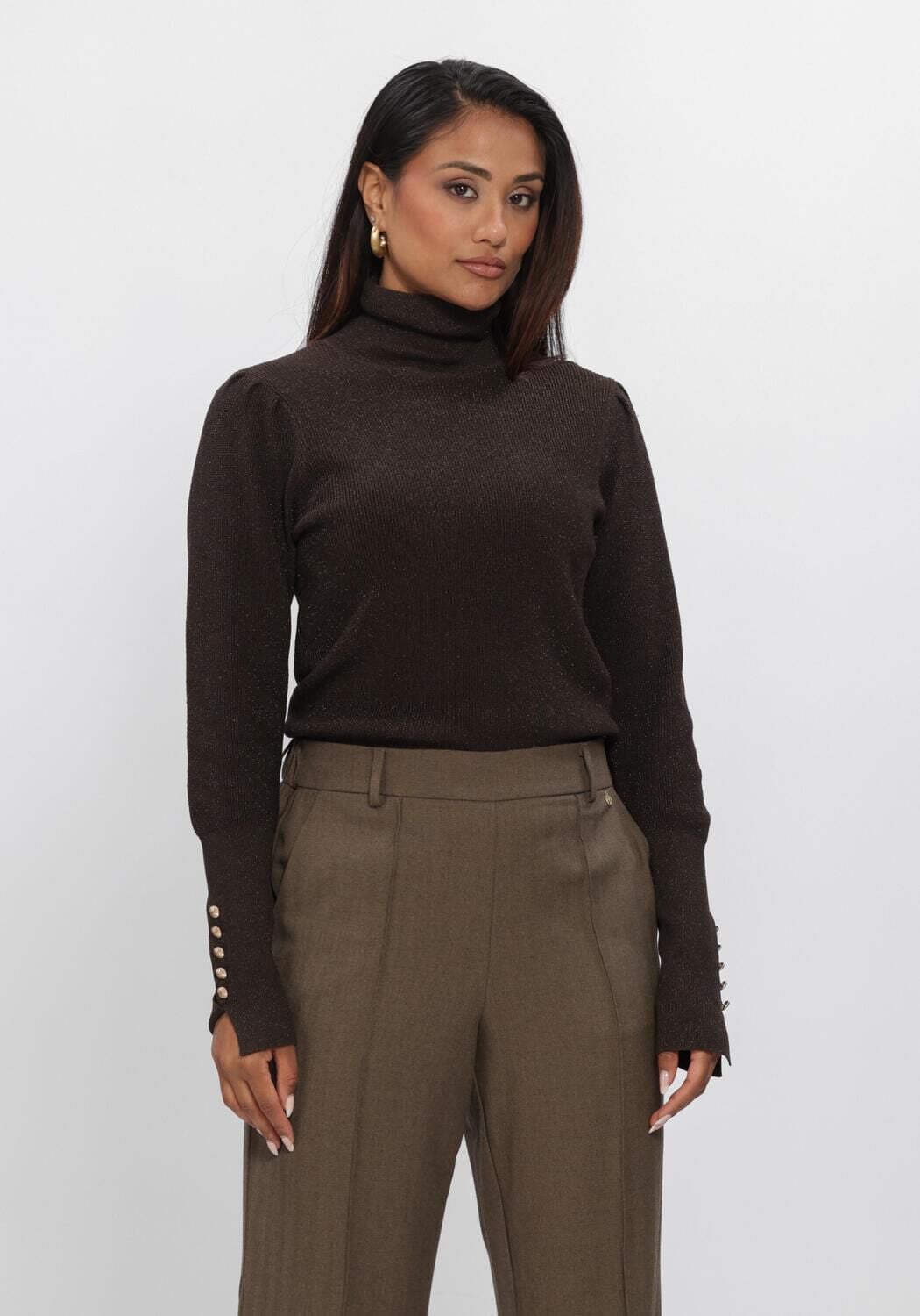 NUKUS Dames Truien & Vesten Sylvia Pullover Lurex Bruin