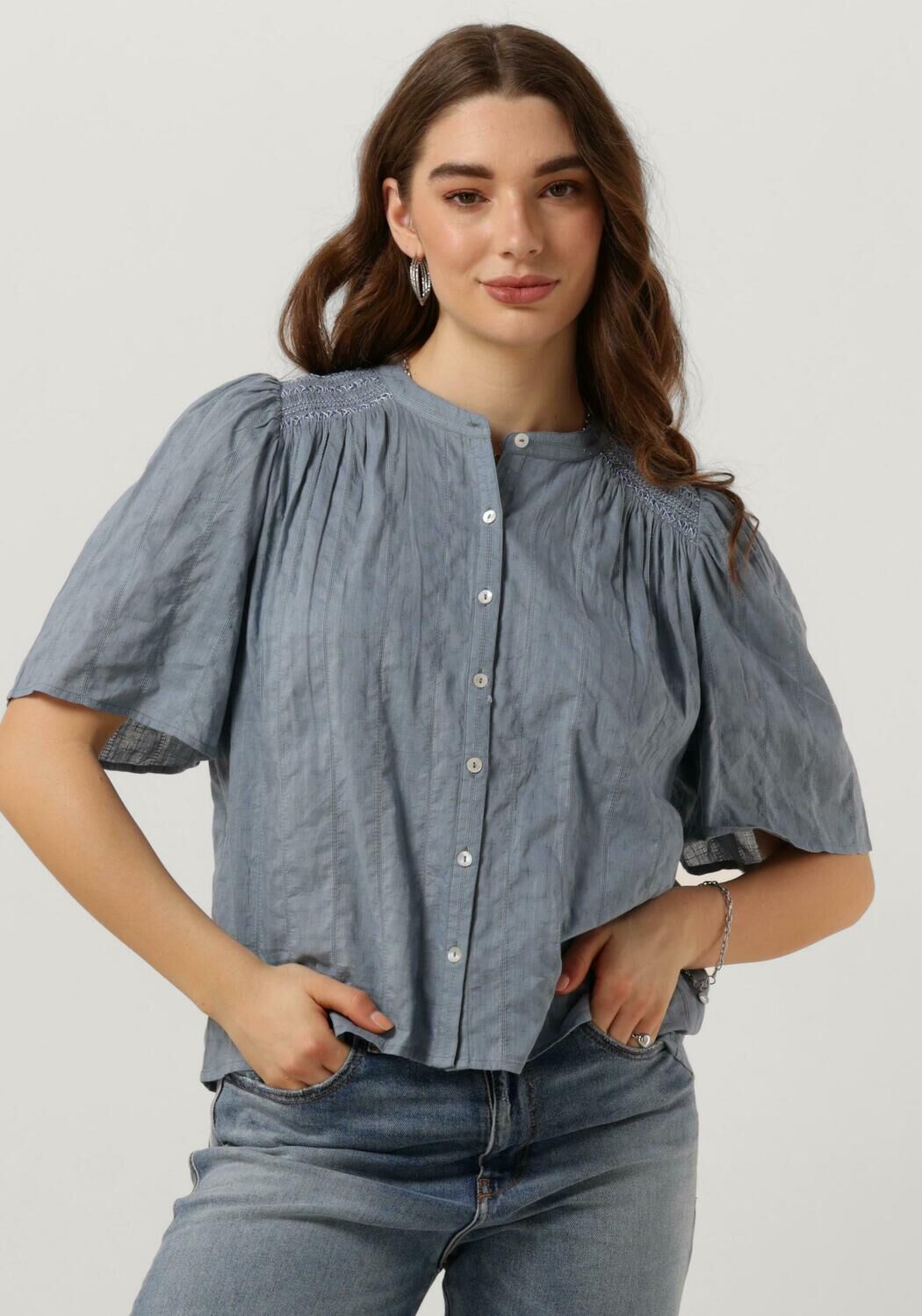 RUBY TUESDAY Dames Blouses Safir Blouse With Half Sleeves And Smock On Shoulder Lichtblauw