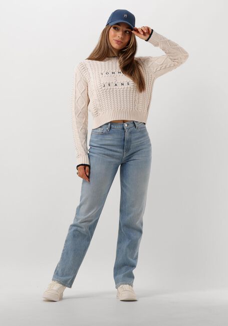 Witte TOMMY JEANS Trui TJW BUBBLE CABLE FLAG CREW - large