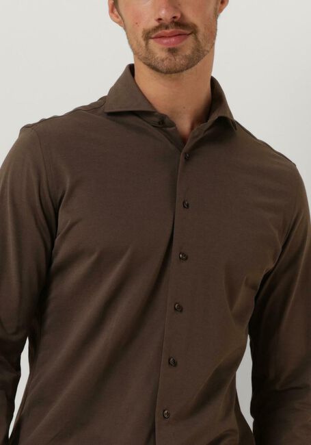 Bruine PROFUOMO Klassiek overhemd SHIRT X-CUTAWAY JAPANESE KNITTED - large