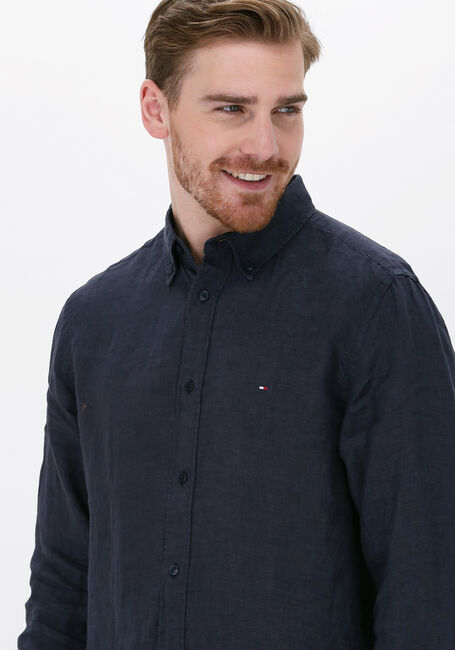 Donkerblauwe TOMMY HILFIGER Casual overhemd PIGMENT DYED LINEN RF SHIRT - large