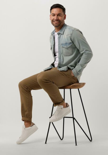 Lichtblauwe PUREWHITE Overshirt DENIM SHIRT WITH PRESSBUTTONS AND POCKETS ON CHEST - large