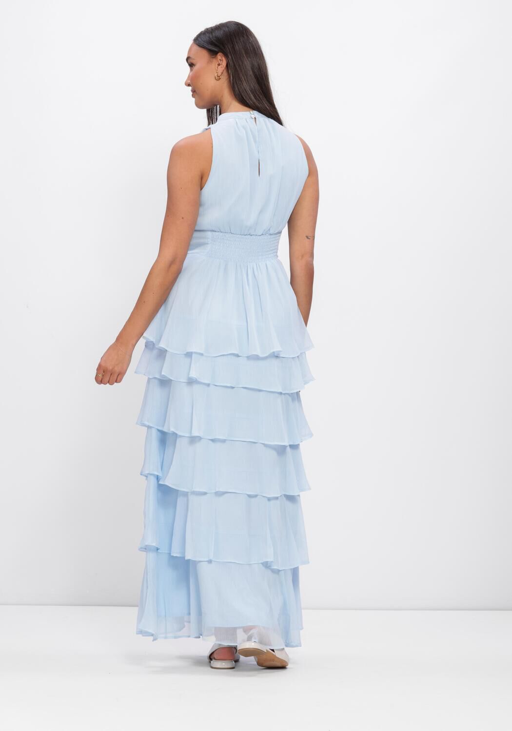 Lichtblauwe NEO NOIR Jurken MARLI SOLID CHIFFON DRESS - large