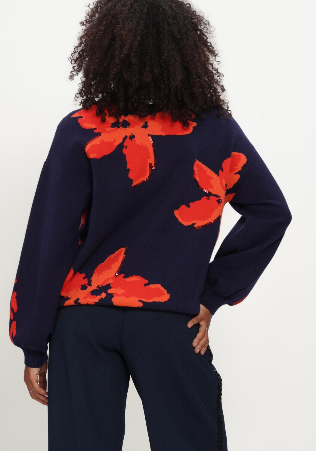 Donkerblauwe POM AMSTERDAM Trui ALICIA BLOOM ROUGE - large