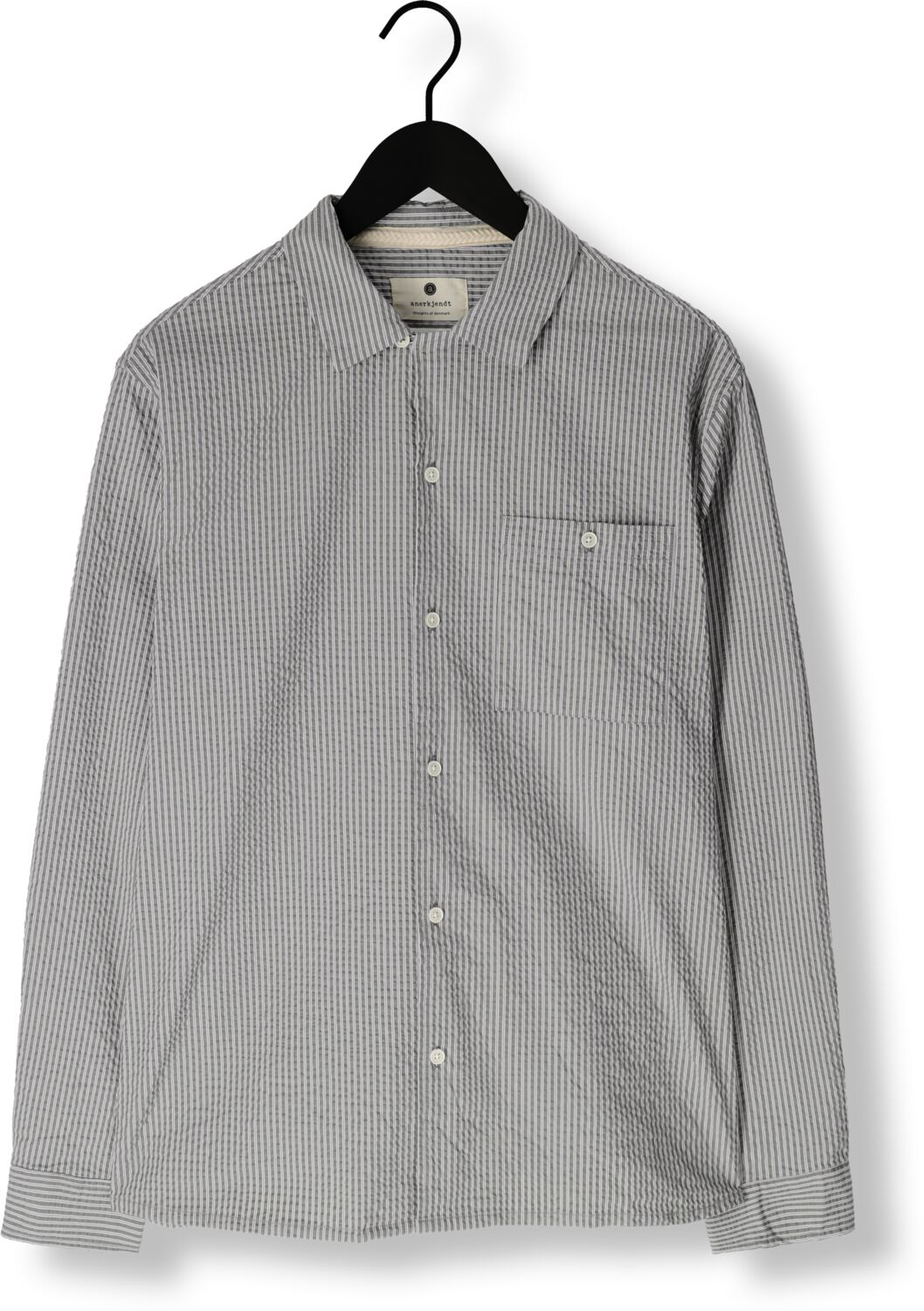 ANERKJENDT Heren Overhemden Akkurt L s Stripe Shirt Olijf