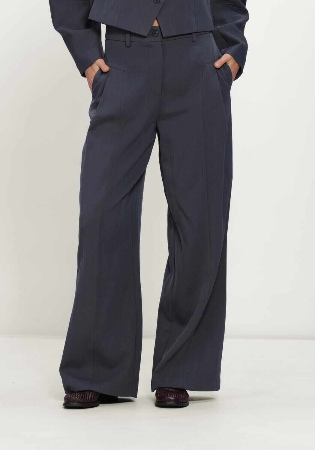 Blauwe MSCH COPENHAGEN Wijde broek MSCHLAURETTA HW PANTS