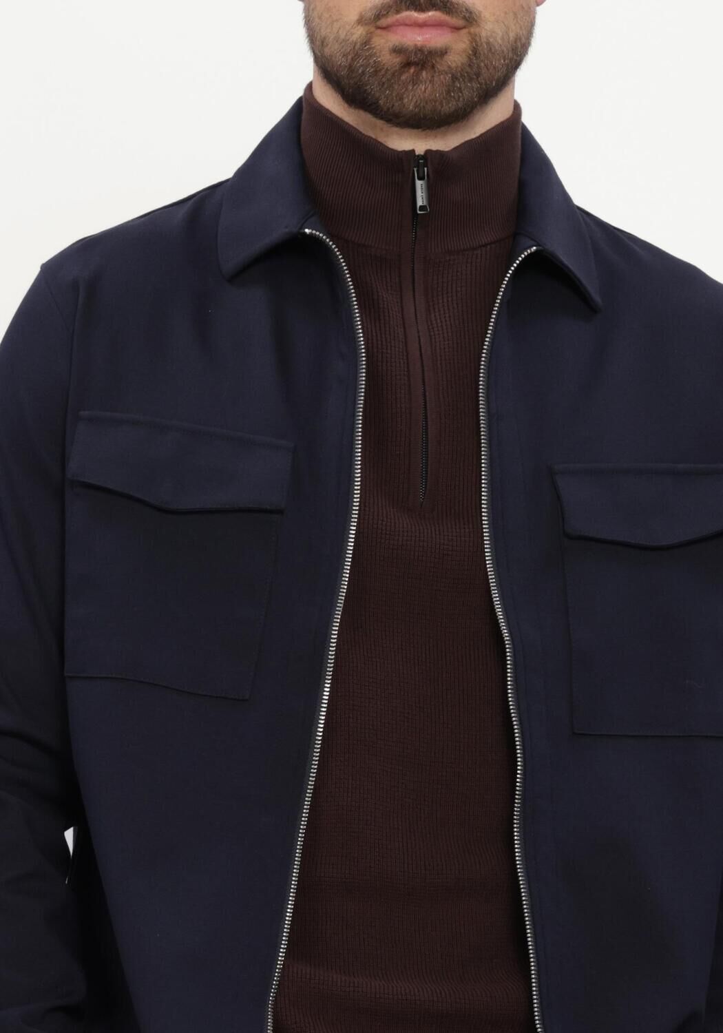 Donkerblauwe GENTI Overshirt OVERSHIRT RITS - large