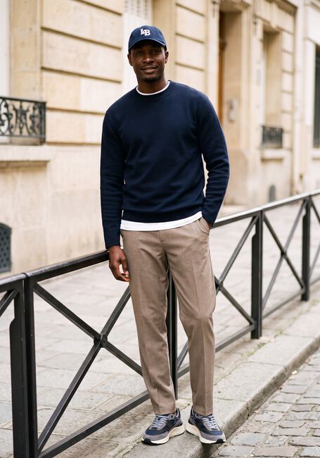 Donkerblauwe SELECTED MEN Sweater SLMMIKE LIGHT LS KNIT CREW NECK - large