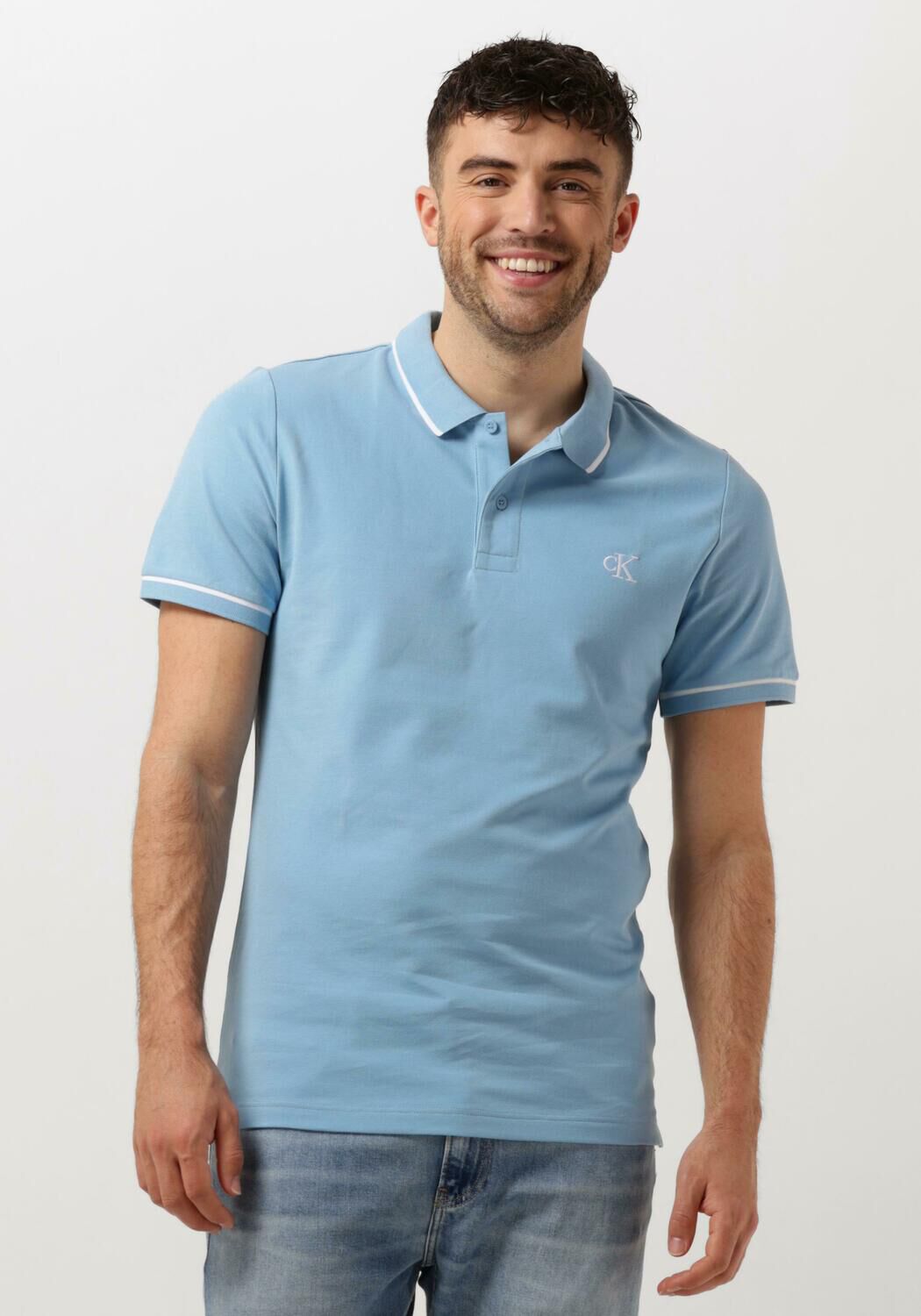 CALVIN KLEIN Heren Polo's & T-shirts Tipping Slim Polo Lichtblauw