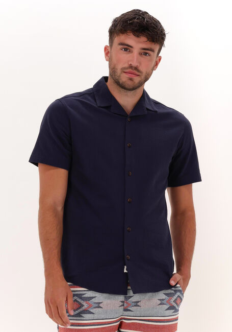 Donkerblauwe ANERKJENDT Casual overhemd AKLEO SEERSUCKER SS SHIRT - large