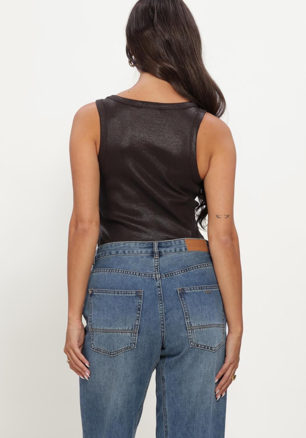 Bruine SUMMUM Tanktops RIB TANKTOP COTTON RIB - large