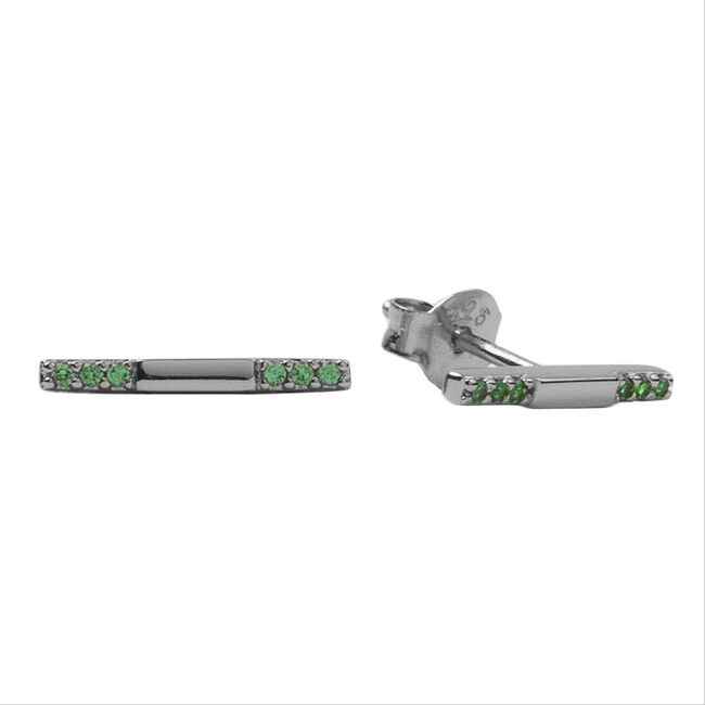 Zilveren ATLITW STUDIO Oorbellen BLISS EARRINGS BAR GREEN EMERA - large