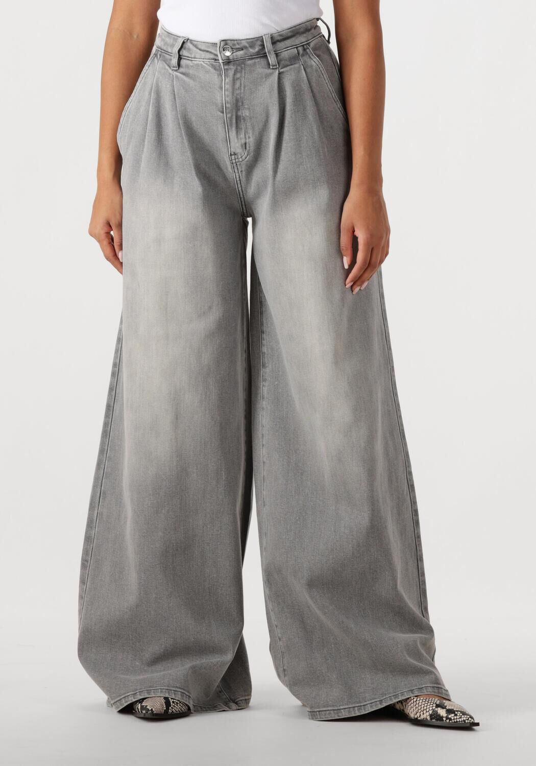 JANICE Dames Jeans Wijde Pijp Stretch Dollar Grijs