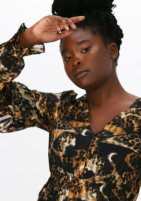 Bruine SCOTCH & SODA Mini jurk PRINTED LONG-SLEEVED MINI-DRES - large