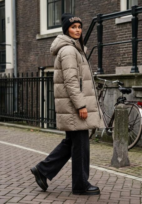 Taupe WITHBLACK Gewatteerde jas WBLABBY 3/4 PUFFER JACKET - large