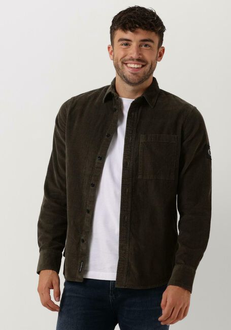 Olijf CALVIN KLEIN Overshirt MONOLOGO BADGE CORDUROY SHIRT - large