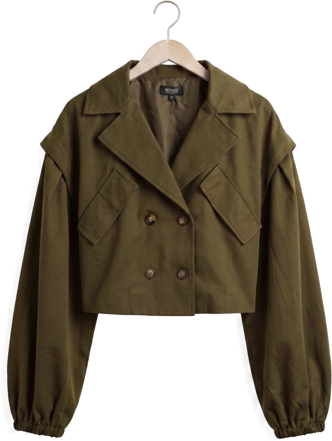 Refined Department Dames Jassen Ladies Woven Bomber Trenchcoat Laya - Olijf, foto 2