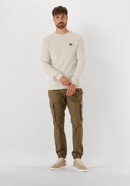 Beige CALVIN KLEIN Trui WOVEN LABEL WAFFLE LS TEE - large