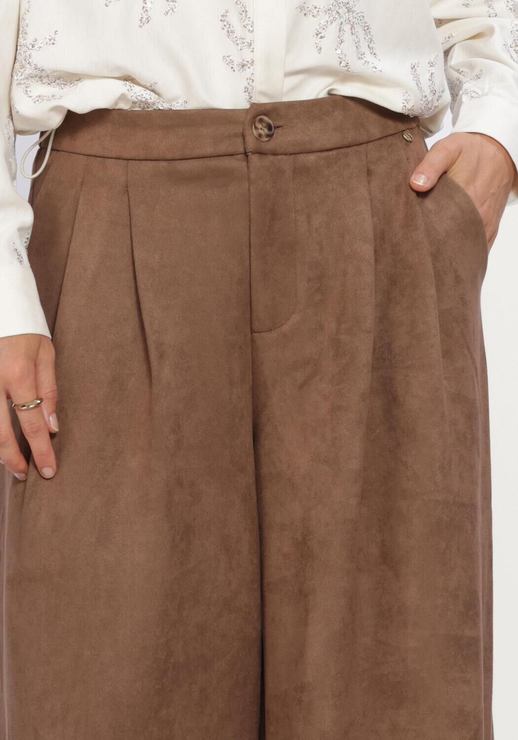 NUKUS Dames Broeken Bodine Pants Suede Bruin