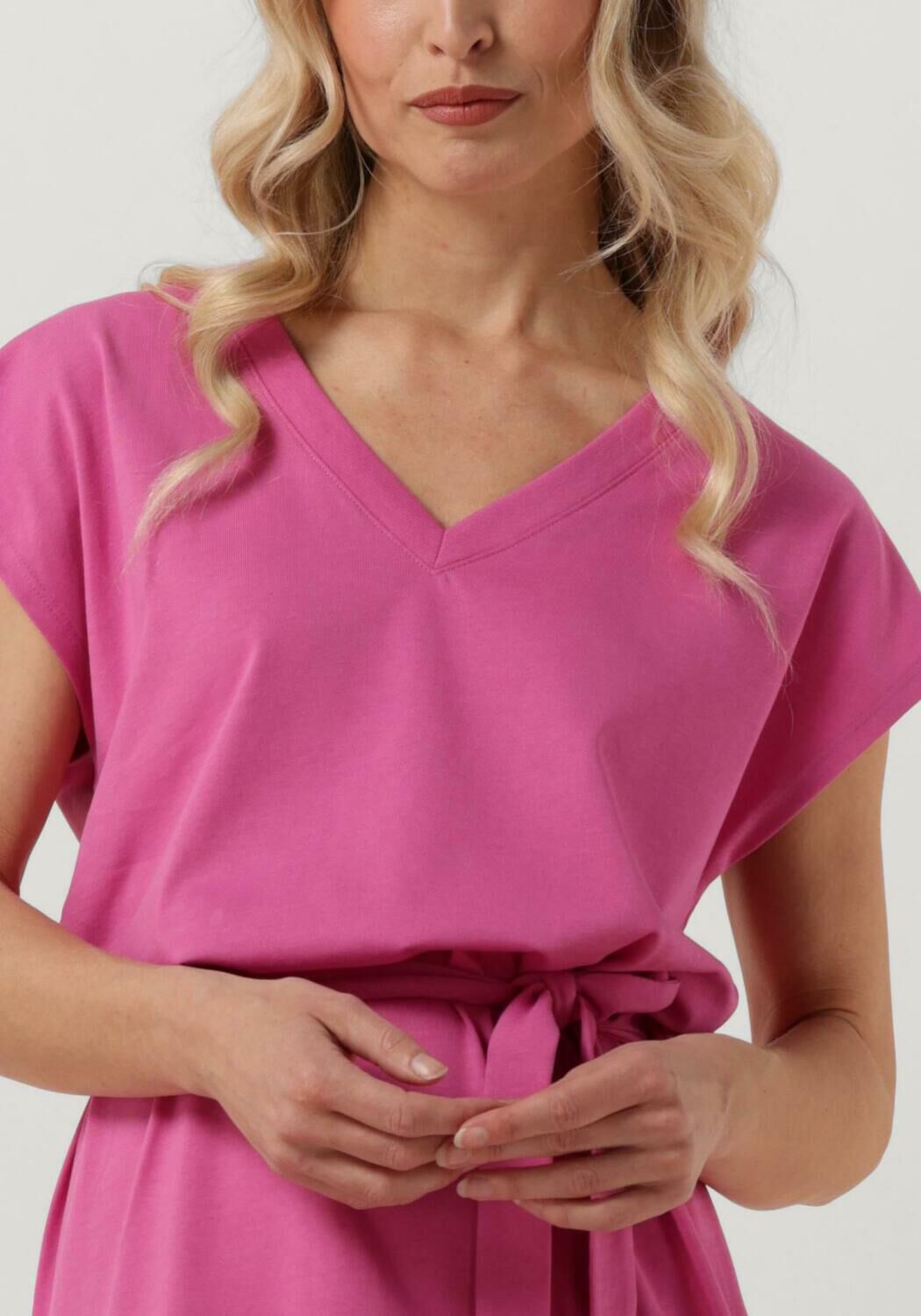 roze selected femme midi jurk slfessential sl v neck ankle dress noos